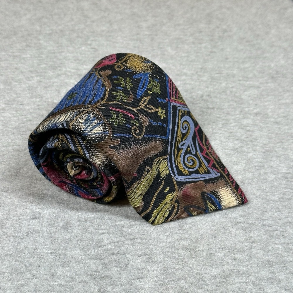 Retro Design Studios Mens Neck Tie Navy Paisley 100% Rayon‎ Made In USA NWT